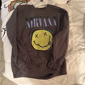 Gildan Gray Nirvana Graphic Crewneck Sweater